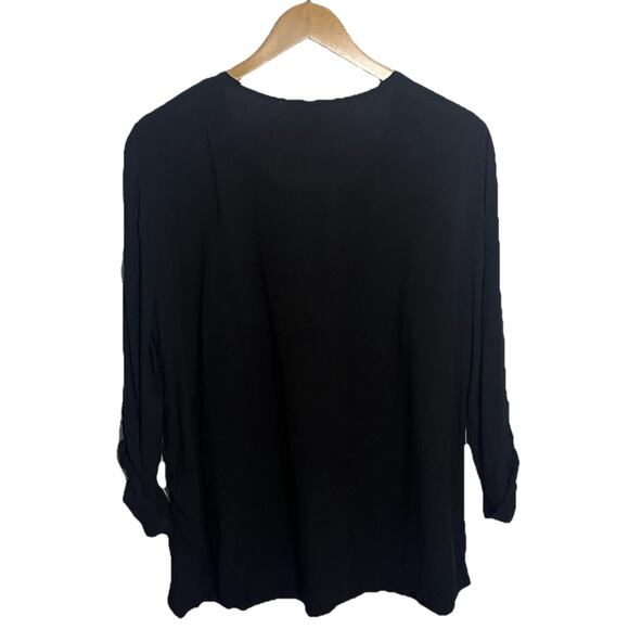 Faded Glory Embroidered Roll Tab Sleeve Peasant Top Women’s Size XL - Picture 2 of 6